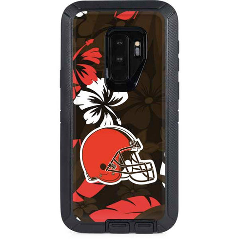 NFL Cleveland Browns Tropical Print Otterbox Defender Galaxy Skin